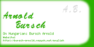 arnold bursch business card
